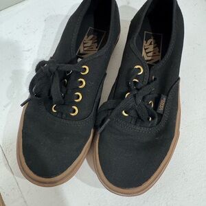 Vans Black Canvas Sneakers with Brown Sole